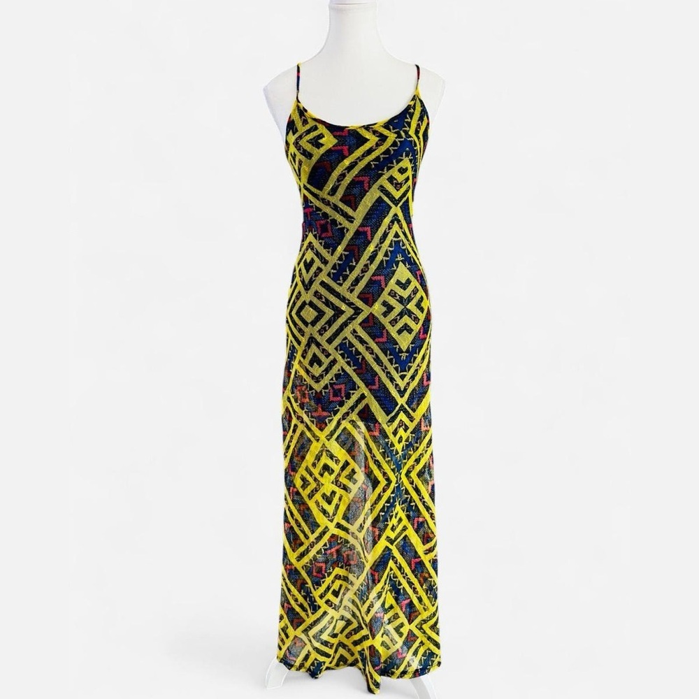Love Fire Geometric Boho Maxi Dress Small